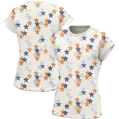 Women's Lusso White Houston Astros Madge Dolman Tri-Blend T-Shirt