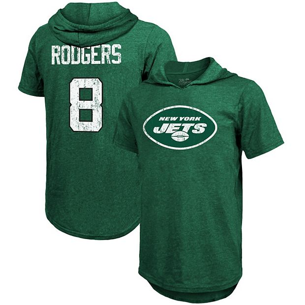 Men's Majestic Threads Aaron Rodgers Green New York Jets Name & Number  Tri-Blend Short Sleeve