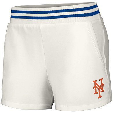 Women's Lusso White New York Mets Maeg Tri-Blend Pocket Shorts