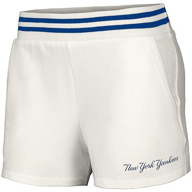 Women's Lusso White New York Yankees Maeg Tri-Blend Pocket Shorts