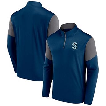 Men's Fanatics Branded Deep Sea Blue Seattle Kraken Logo Quarter-Zip Top