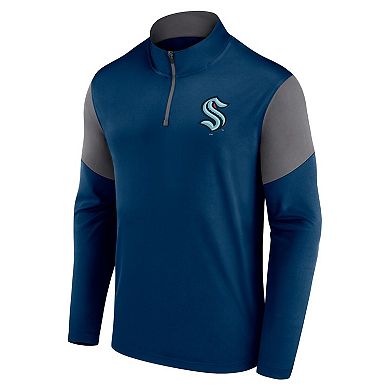 Men's Fanatics Branded Deep Sea Blue Seattle Kraken Logo Quarter-Zip Top