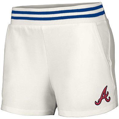 Women's Lusso White Atlanta Braves Maeg Tri-Blend Pocket Shorts
