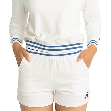 Women's Lusso White Atlanta Braves Maeg Tri-Blend Pocket Shorts