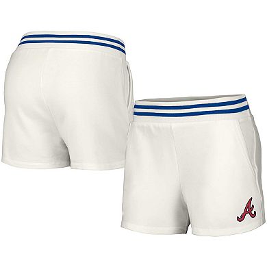 Women's Lusso White Atlanta Braves Maeg Tri-Blend Pocket Shorts