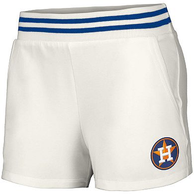 Women's Lusso White Houston Astros Maeg Tri-Blend Pocket Shorts