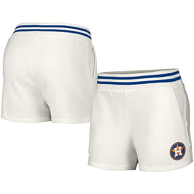 Women's Lusso White Houston Astros Maeg Tri-Blend Pocket Shorts