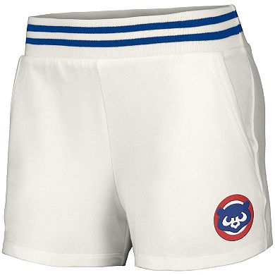 Women's Lusso Style  White Chicago Cubs Maeg Tri-Blend Pocket Shorts