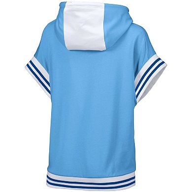 Women's Lusso Style  Light Blue Atlanta Braves Mabel Tri-Blend Short Sleeve Pullover Hoodie