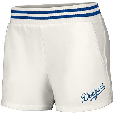 Women's Lusso Style  White Los Angeles Dodgers Maeg Tri-Blend Pocket Shorts