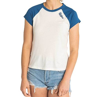 Women's Lusso Style  White Los Angeles Dodgers Nikki Raglan T-Shirt