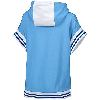Women's Lusso Style Light Blue Boston Red Sox Mabel Tri-Blend Short Sleeve Pullover Hoodie