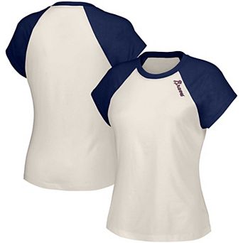 Women's Lusso Style White Atlanta Braves Nikki Raglan T-Shirt