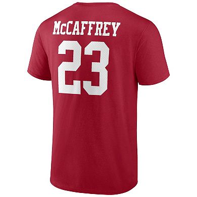 Men's Fanatics Branded Christian McCaffrey Scarlet San Francisco 49ers Player Icon Name & Number T-Shirt