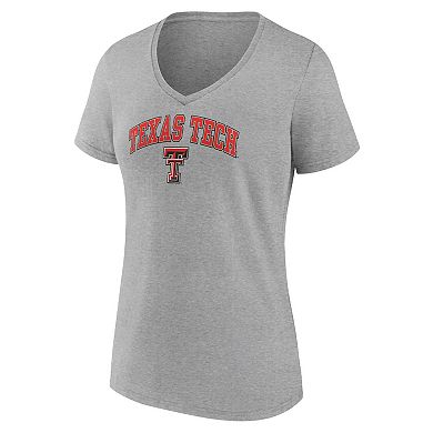 Women's Fanatics Branded Heather Gray Texas Tech Red Raiders Evergreen Campus V-Neck T-Shirt