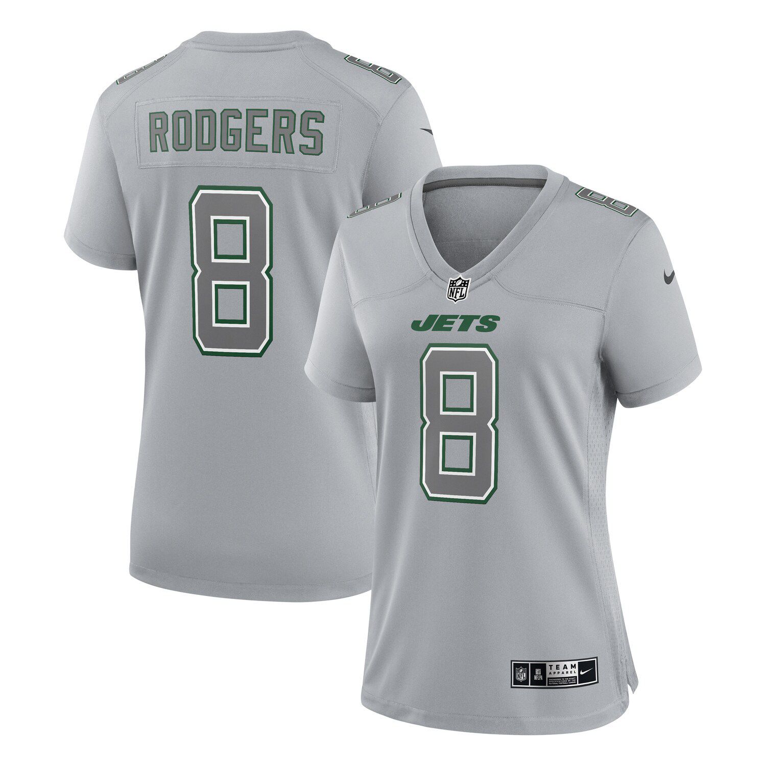 Lids Aaron Rodgers New York Jets Nike Women's Atmosphere Fashion Game Jersey  - Heather Gray