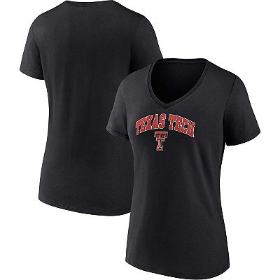 Women s Fanatics Branded Black Texas Tech Red Raiders Evergreen Campus V Neck T Shirt