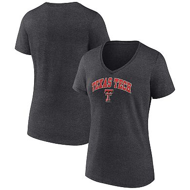 Women's Fanatics Branded Heather Charcoal Texas Tech Red Raiders Evergreen Campus V-Neck T-Shirt