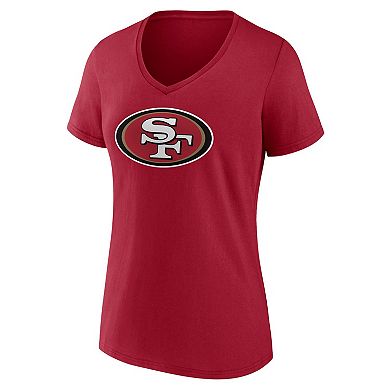 Women's Fanatics Branded Christian McCaffrey  Scarlet San Francisco 49ers Player Icon Name & Number V-Neck T-Shirt