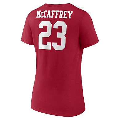 Women's Fanatics Branded Christian McCaffrey  Scarlet San Francisco 49ers Player Icon Name & Number V-Neck T-Shirt