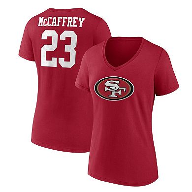 Women's Fanatics Branded Christian McCaffrey Scarlet San Francisco 49ers Player Icon Name & Number V-Neck T-Shirt