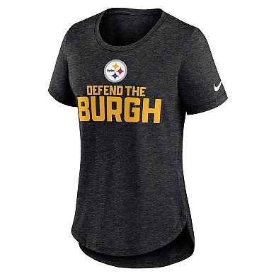 Women's Nike Heather Black Pittsburgh Steelers Local Fashion Tri-Blend T-Shirt