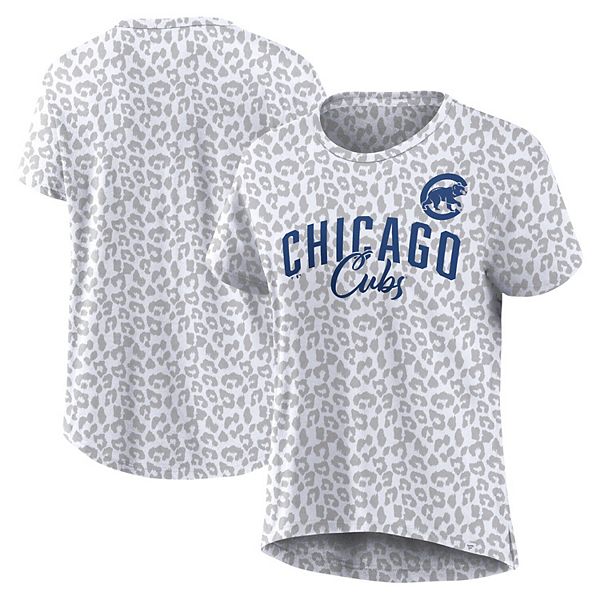 Women's Profile White Chicago Cubs Plus Size Leopard T-Shirt