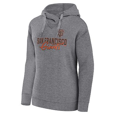 Women's Fanatics Branded Heather Gray San Francisco Giants Script Favorite Lightweight Fitted Pullover Hoodie