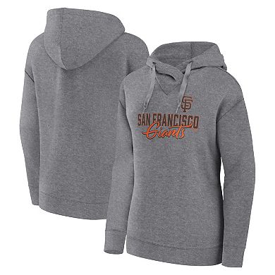 Women's Fanatics Branded Heather Gray San Francisco Giants Script Favorite Lightweight Fitted Pullover Hoodie