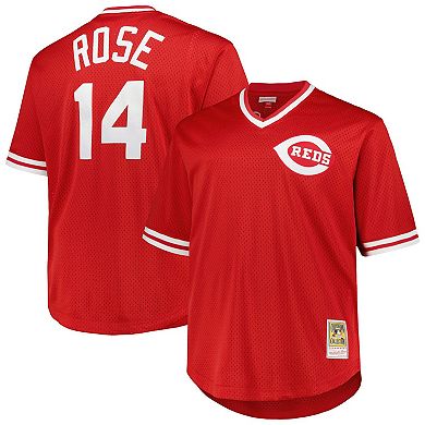 Men's Mitchell & Ness Pete Rose Red Cincinnati Reds 1984 Cooperstown Collection Mesh Pullover Jersey