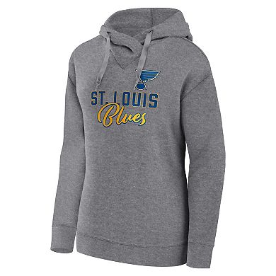 Women's Fanatics Branded Heather Gray St. Louis Blues Script Favorite Pullover Hoodie