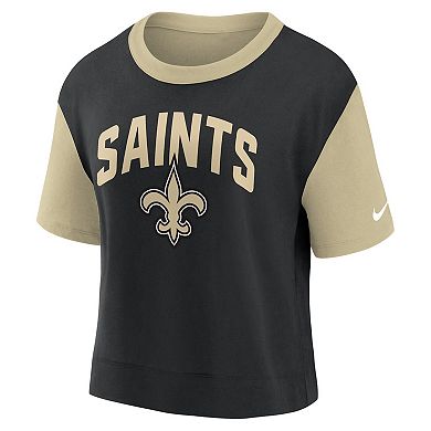 Women's Nike Gold/Black New Orleans Saints High Hip Fashion T-Shirt
