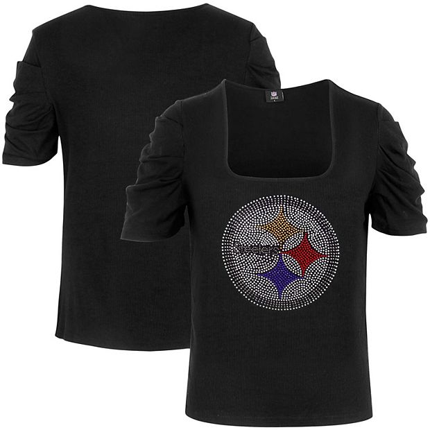 Pittsburgh Steelers Ladies Rhinestone Logo Shirt