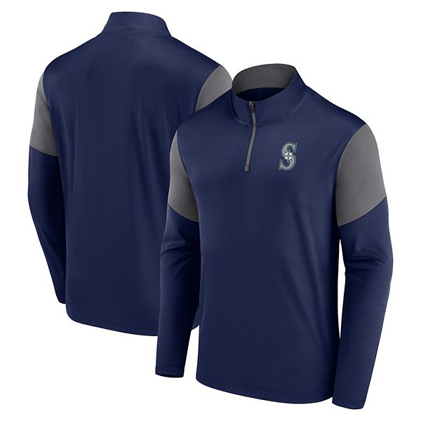 Men's Fanatics Branded Navy Seattle Mariners Logo QuarterZip Top