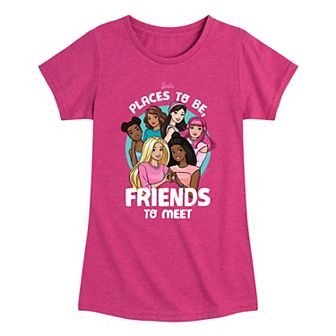 Girls 7-16 Barbie Places To Be Friends To Meet Graphic Tee