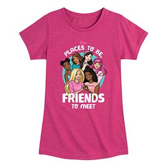Girls 7-16 Barbie Places To Be Friends To Meet Graphic Tee