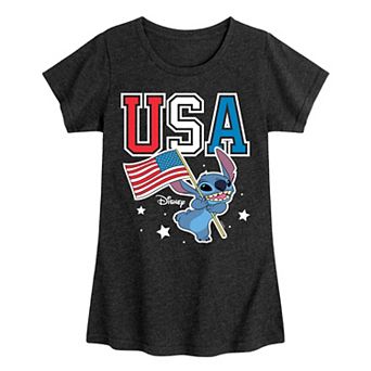 Disney's Girl Short Sleeve Lilo & Stitch USA Stitch Tee