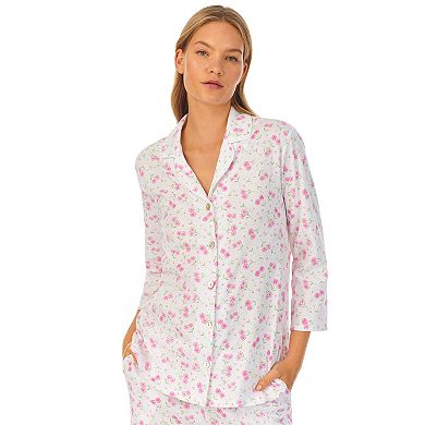 Women's Carole Hochman Cotton 3/4 Sleeve Top & Bottoms Pajama Set