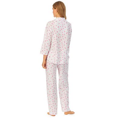 Women's Carole Hochman Cotton 3/4 Sleeve Top & Bottoms Pajama Set