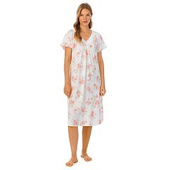 Aqua Floral Cotton Short Nightgown – Carole Hochman