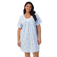 Cap Sleeve Carole Hochman Cotton Knit Nightgown - Soft Blue