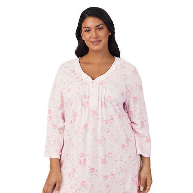 Plus Size Carole Hochman Cotton 3/4 Sleeve Nightgown