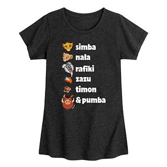 Disney's Girl Long Sleeve Lion King Character List Tee