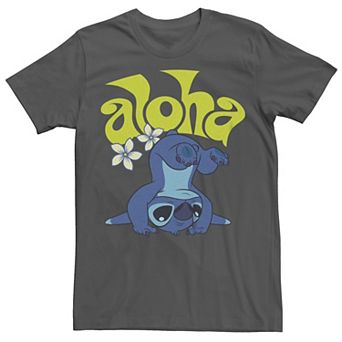 Disney's Lilo & Stitch Juniors' Aloha Flowers Alien Upside Down Boyfriend Graphic Tee