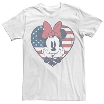 Disney's Minnie Mouse USA Flag Heart Juniors' Boyfriend Graphic Tee