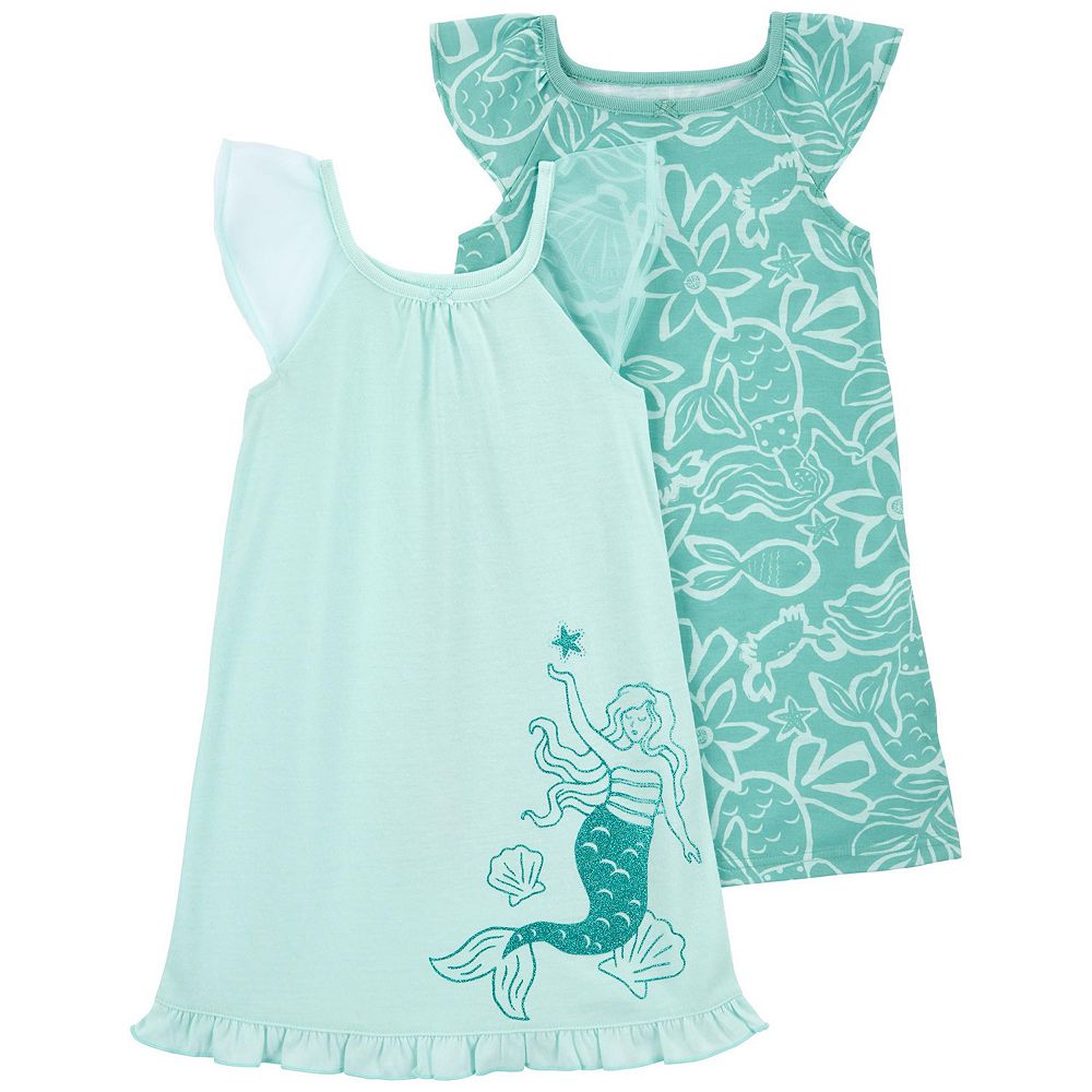 carters mermaid dress Girls 2-Pack Mermaid Nightgowns