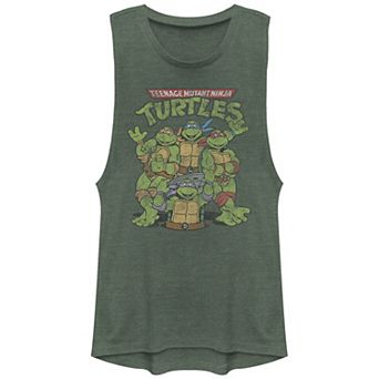 Juniors' Nickelodeon Teenage Mutant Ninja Turtles Retro Group Pose Festival Muscle Tank Top