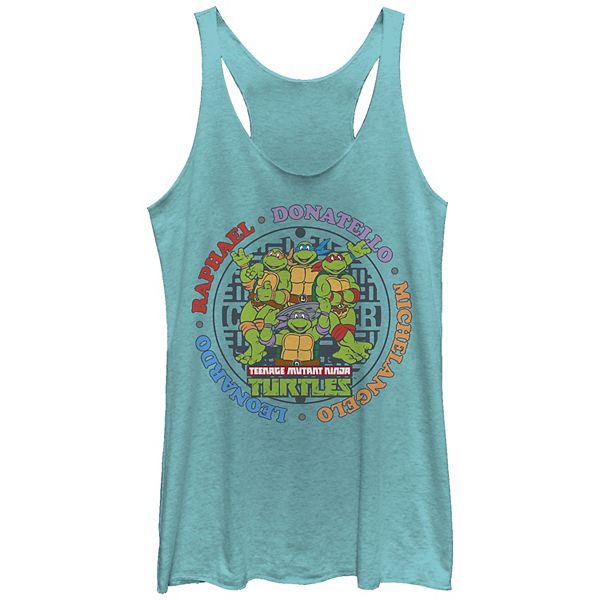 Nickelodeon Teenage Mutant Ninja Turtles Women's Racerback Tank Top - Envy Green, Cartoon Print