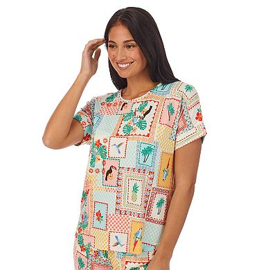 Women's Cuddl Duds Allover Print Short Sleeve Sleep Shirt & Bermuda Shorts Pajama Set