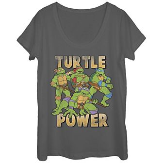 Juniors' Plus Size Nickelodeon Teenage Mutant Ninja Turtles Turtle Power Scoop Neck Tee